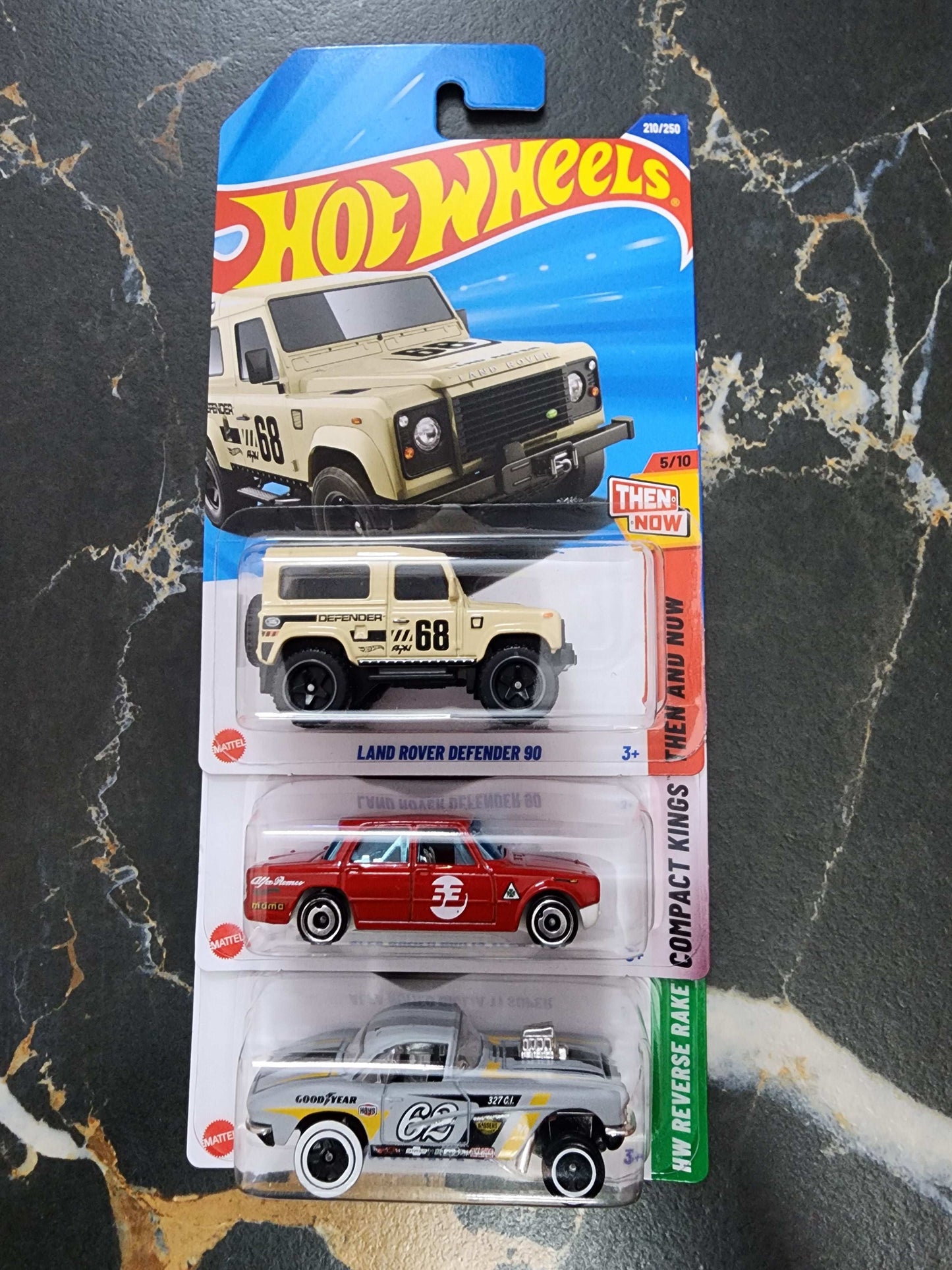 Hot Wheels Collector's Trio: Land Rover Defender 90, Alfa Romeo Giulia TI Super, & '62 Corvette Gasser (3-Car Set - 1)