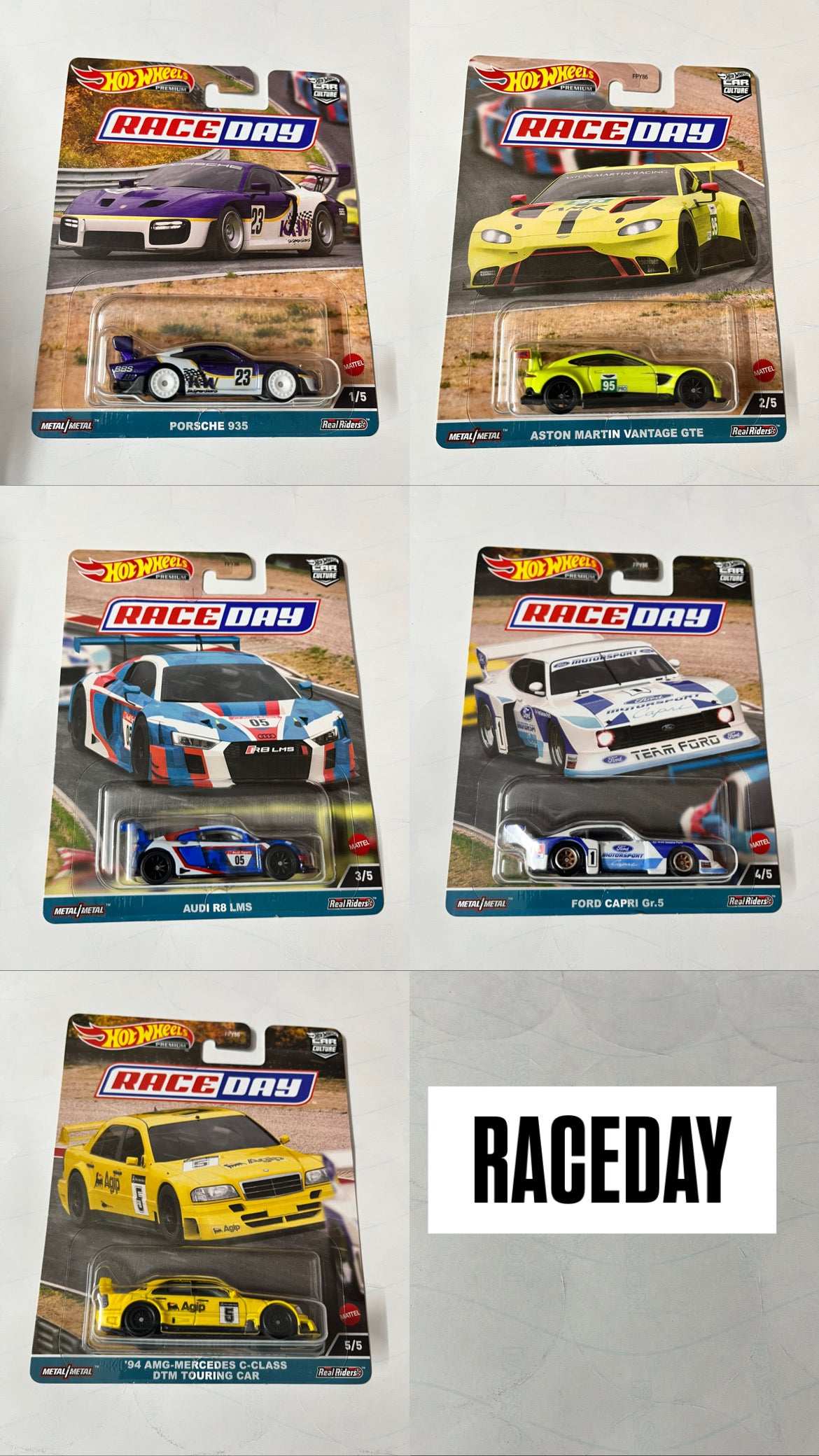 Imported Hot Wheels Car Culture Race Day Set of 5 Die-cast Car 1:64 Scale Collector Model