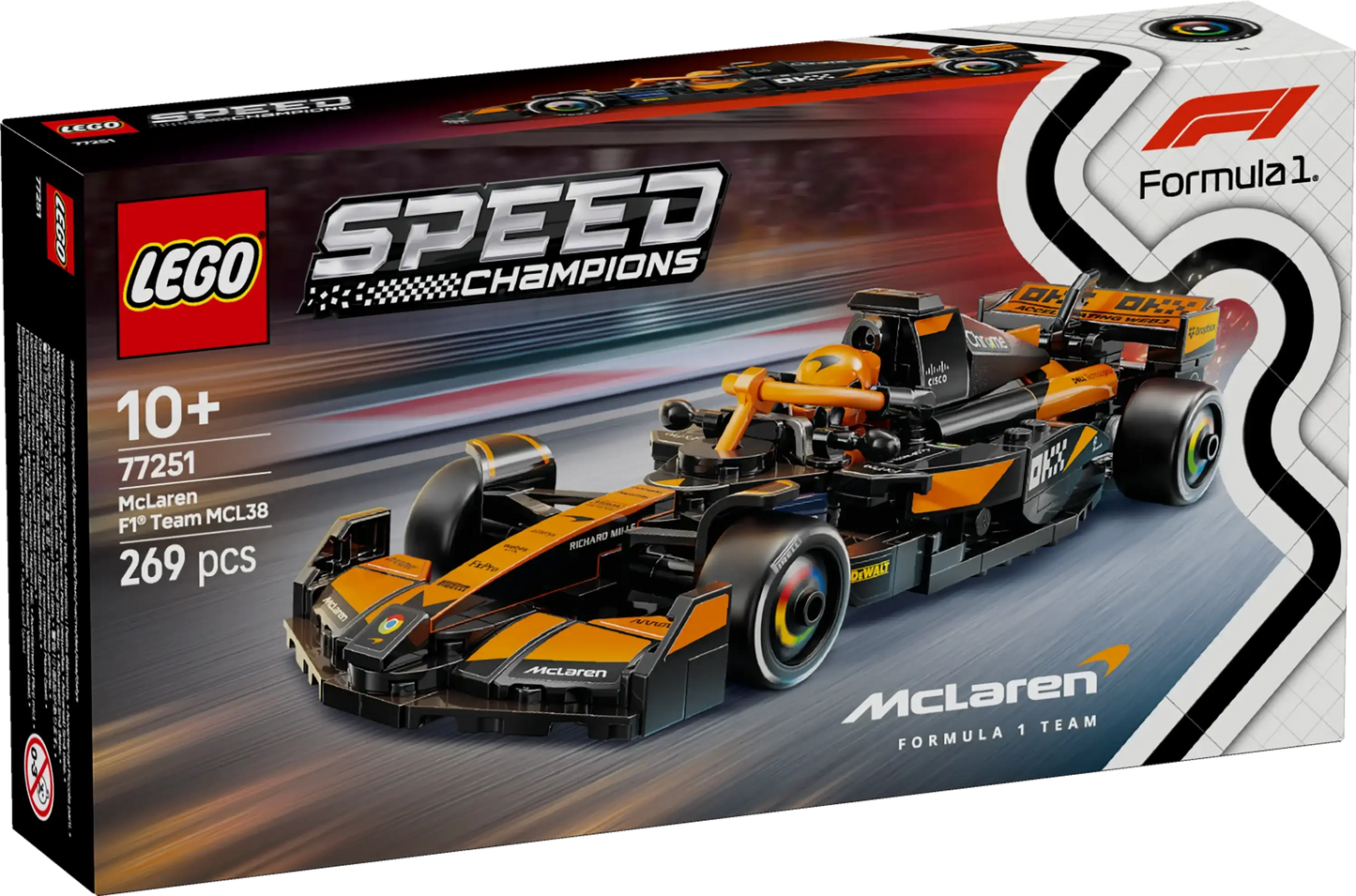 Lego Speed Champions McLaren F1® Team MCL38 Race Car Vehicle Set 77251 Building Kit (269 Pieces)