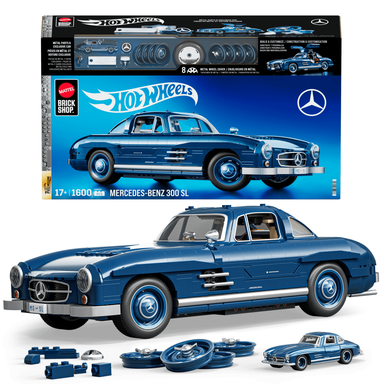 Mattel Brick Shop Hot Wheels Mercedes-Benz 300 Sl Building Toy Kit (1600 Pieces)