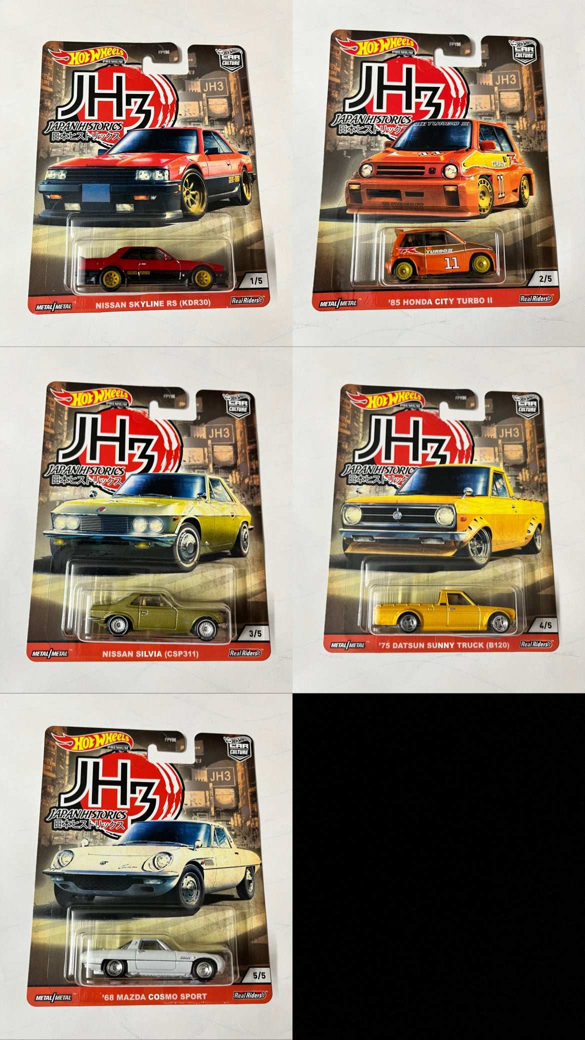 Imported Hot Wheels Car Culture Japan Historic's 3 Set of 5 Die