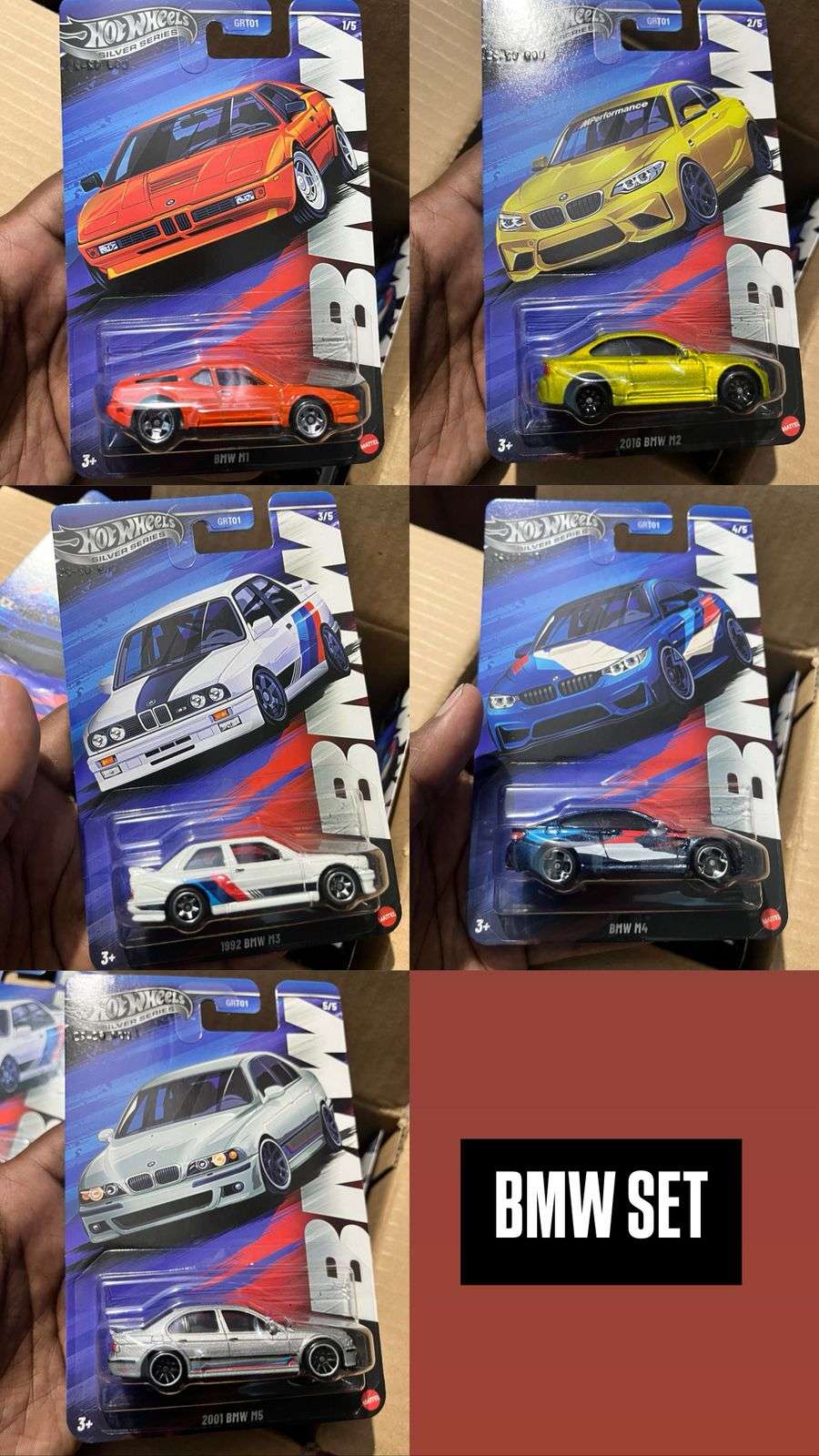 Hot Wheels 2025 Silver Series Complete BMW M Set (5-Car Collection)