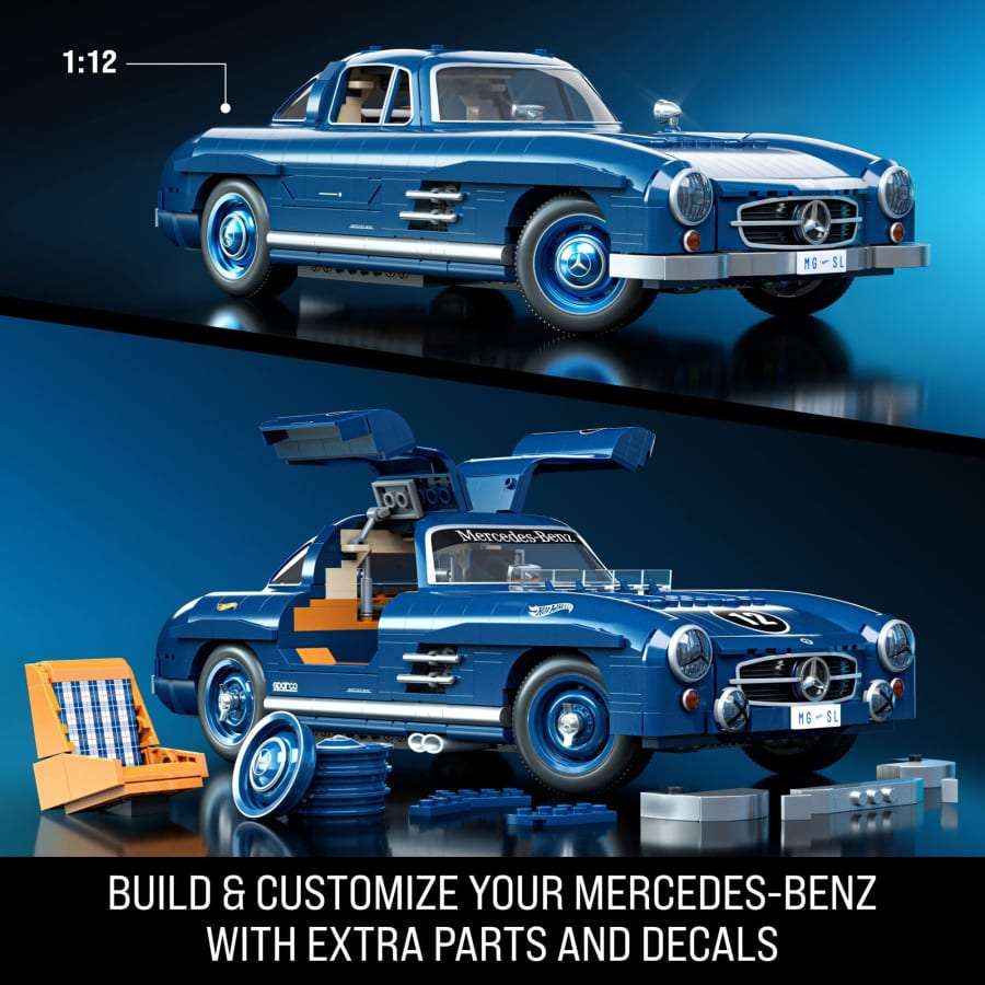 Mattel Brick Shop Hot Wheels Mercedes-Benz 300 Sl Building Toy Kit (1600 Pieces)