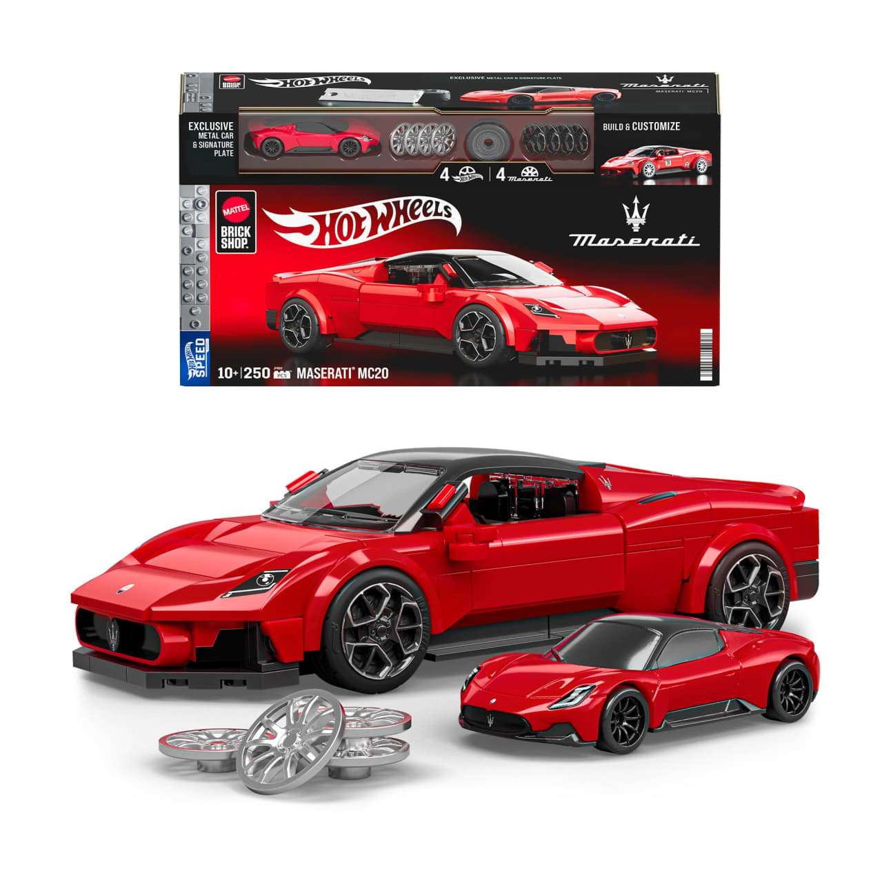 Mattel Brick Shop Hot Wheels Maserati Mc20 Building Toy Kit (250 Pieces)