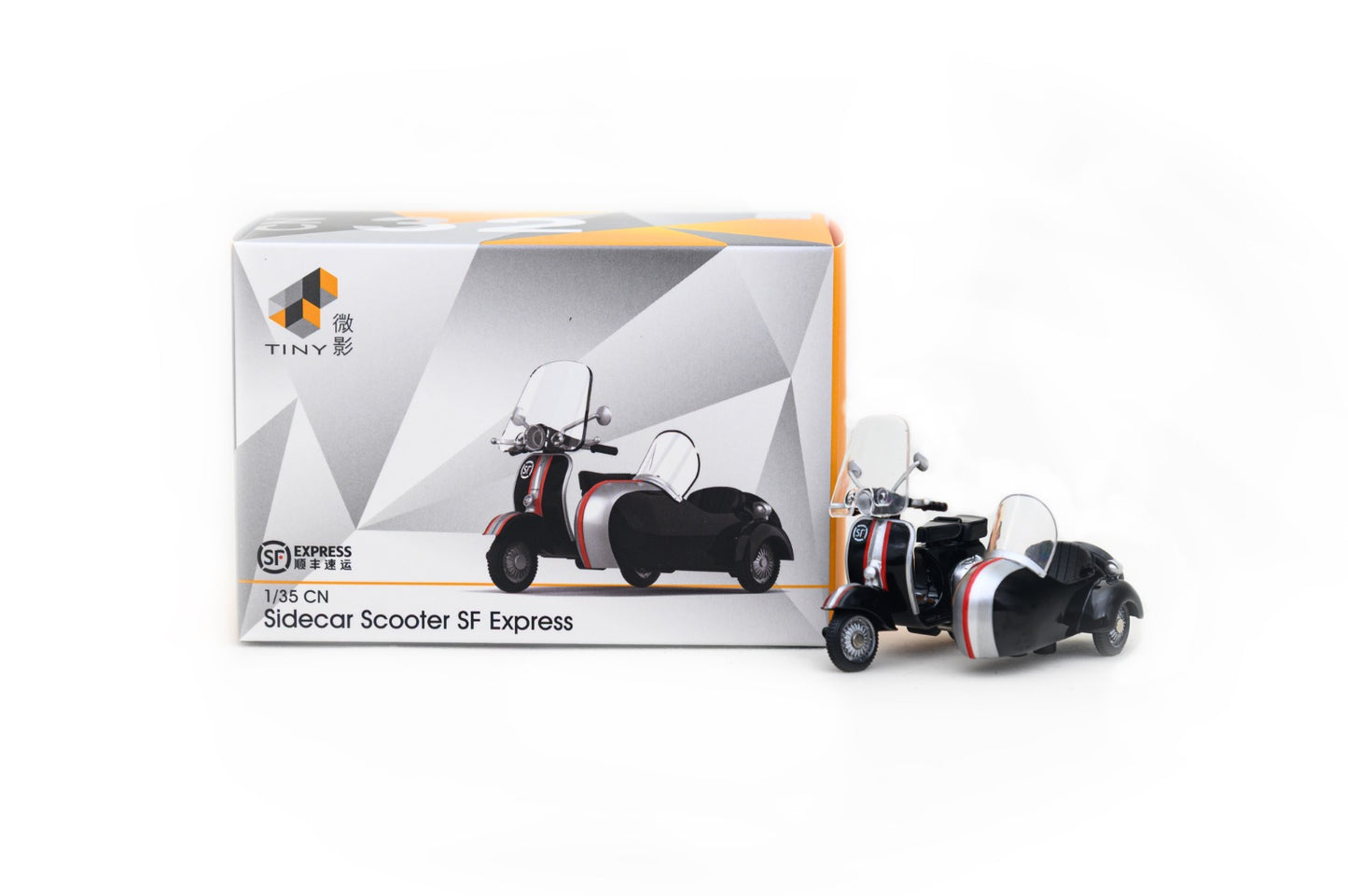 Tiny City Diecast Model Car 1:50 scale- Scooter with Sidecar (SF Express) ATCCN64032 - Zoomsters India