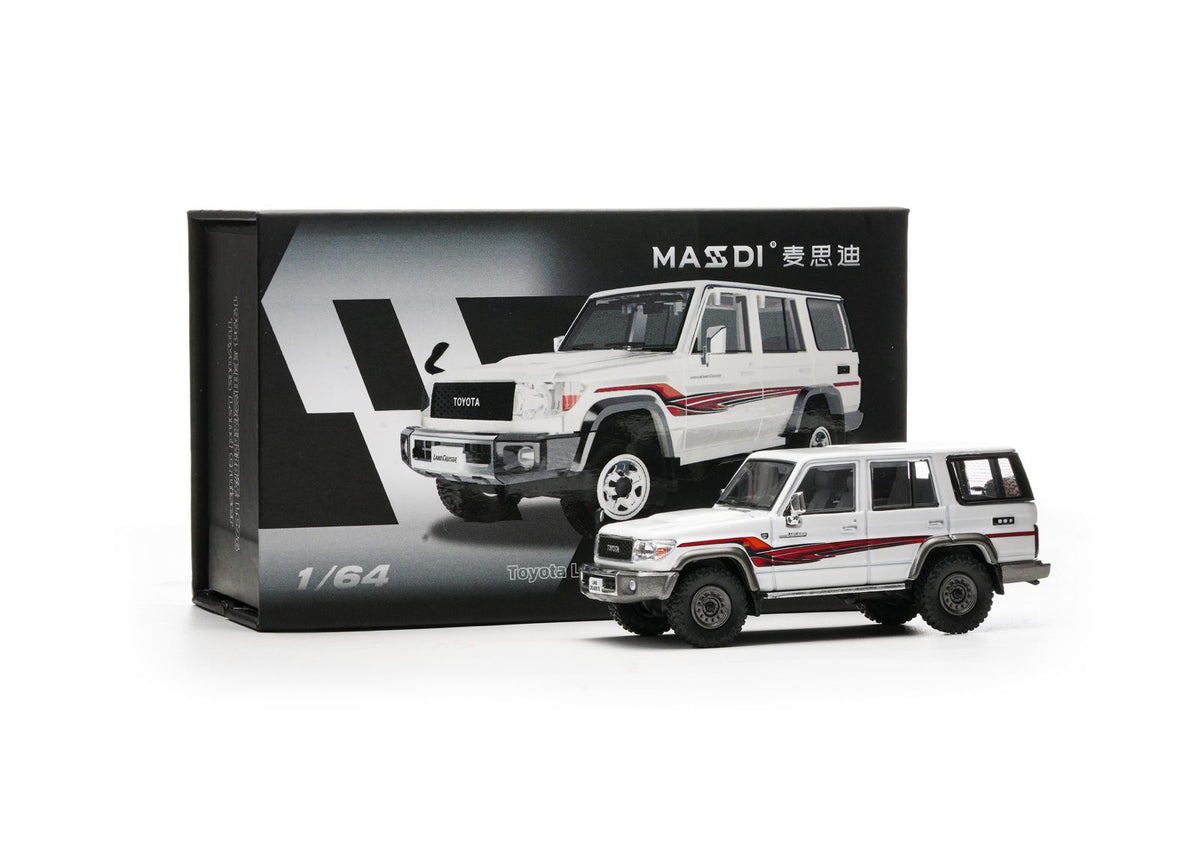 Massdi 1:64 1994 Toyota land Cruiser LC76 White - Zoomsters India