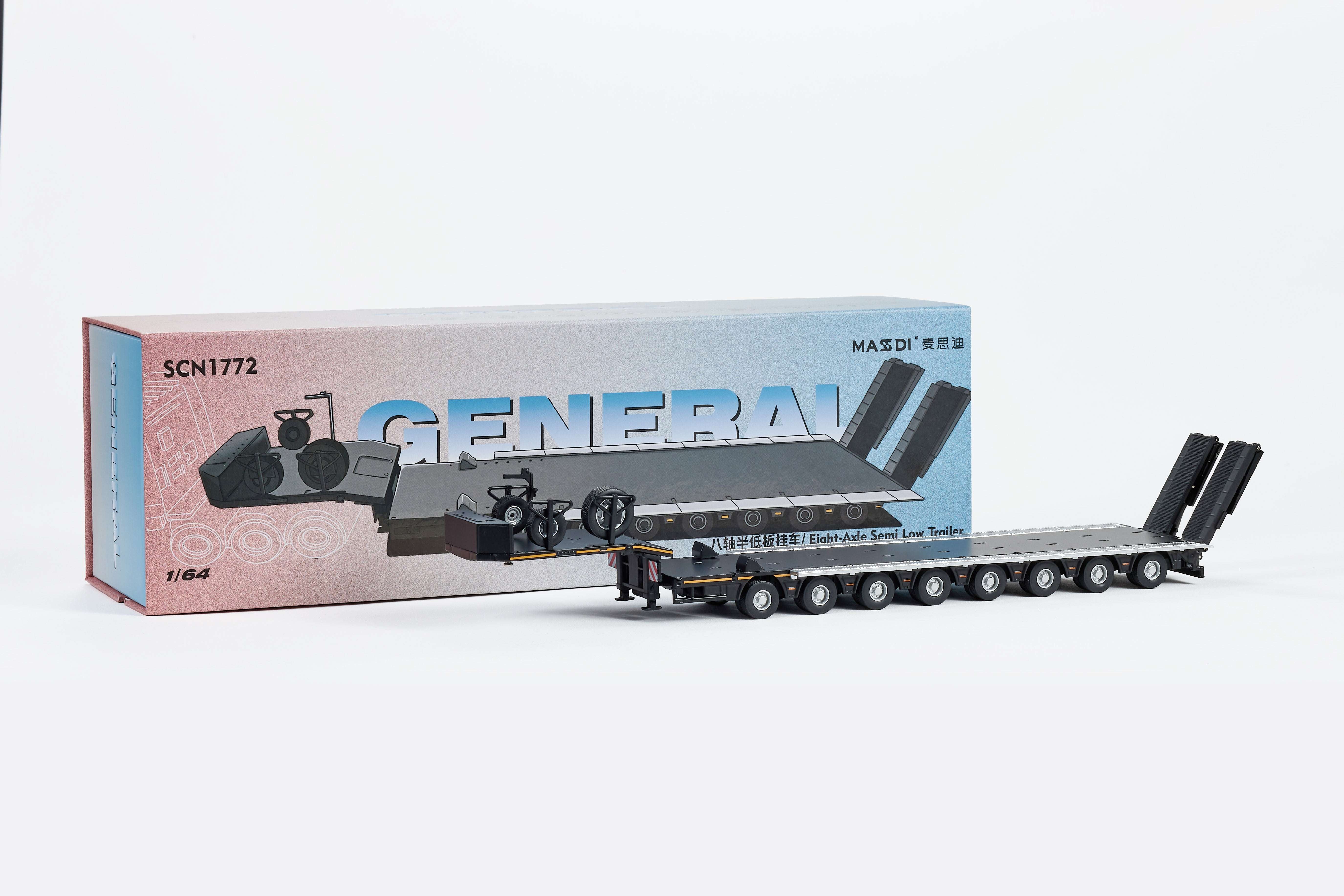Massdi 1:64 Scania 770S- Black SCN1102 with Massdi 1:64 Eight-Axis