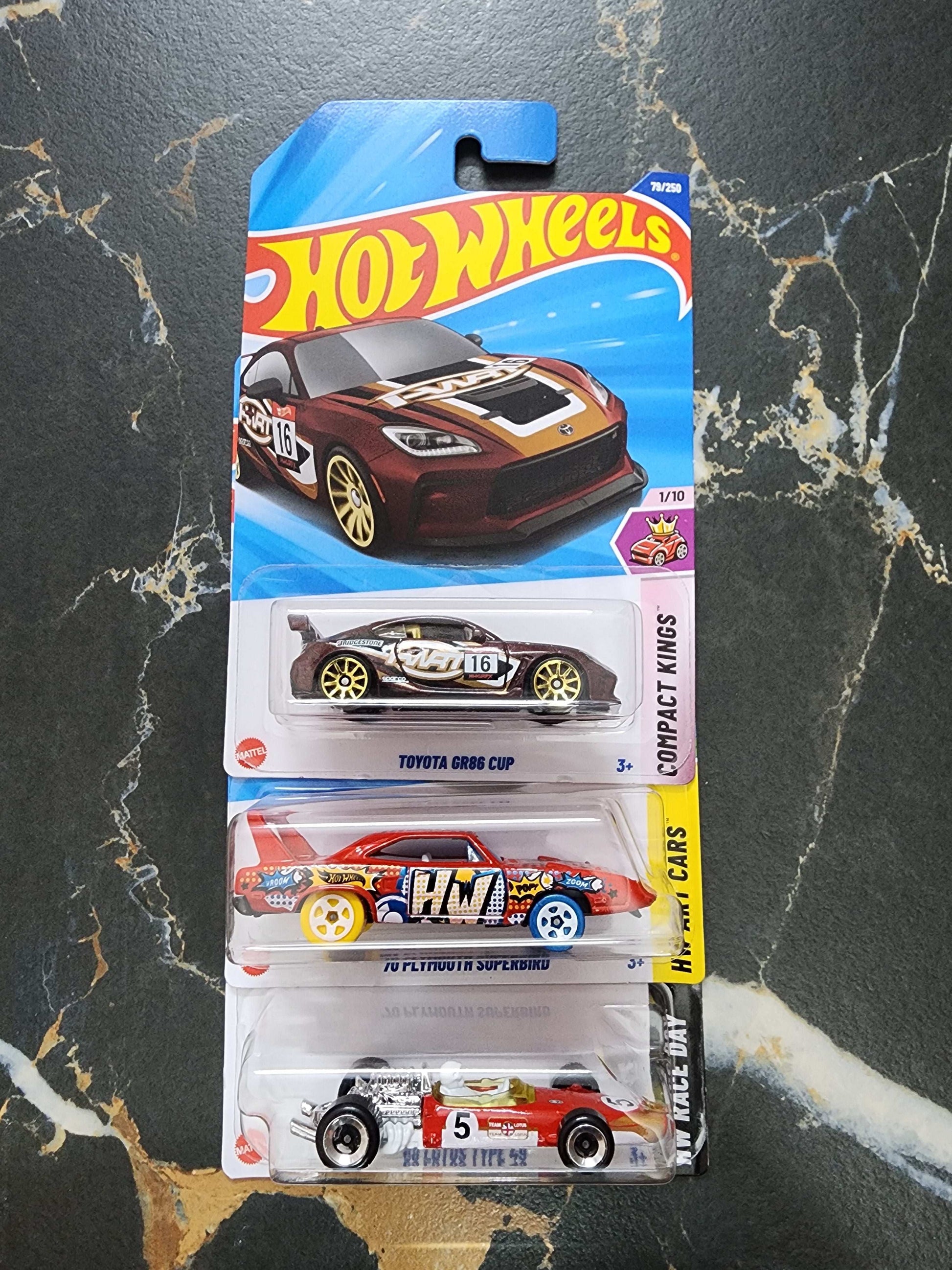 Hot Wheels Racing Legends Trio: Toyota GR86 Cup, '70 Plymouth Superbird & '68 Lotus Type 49 (3-Car Set - 18)