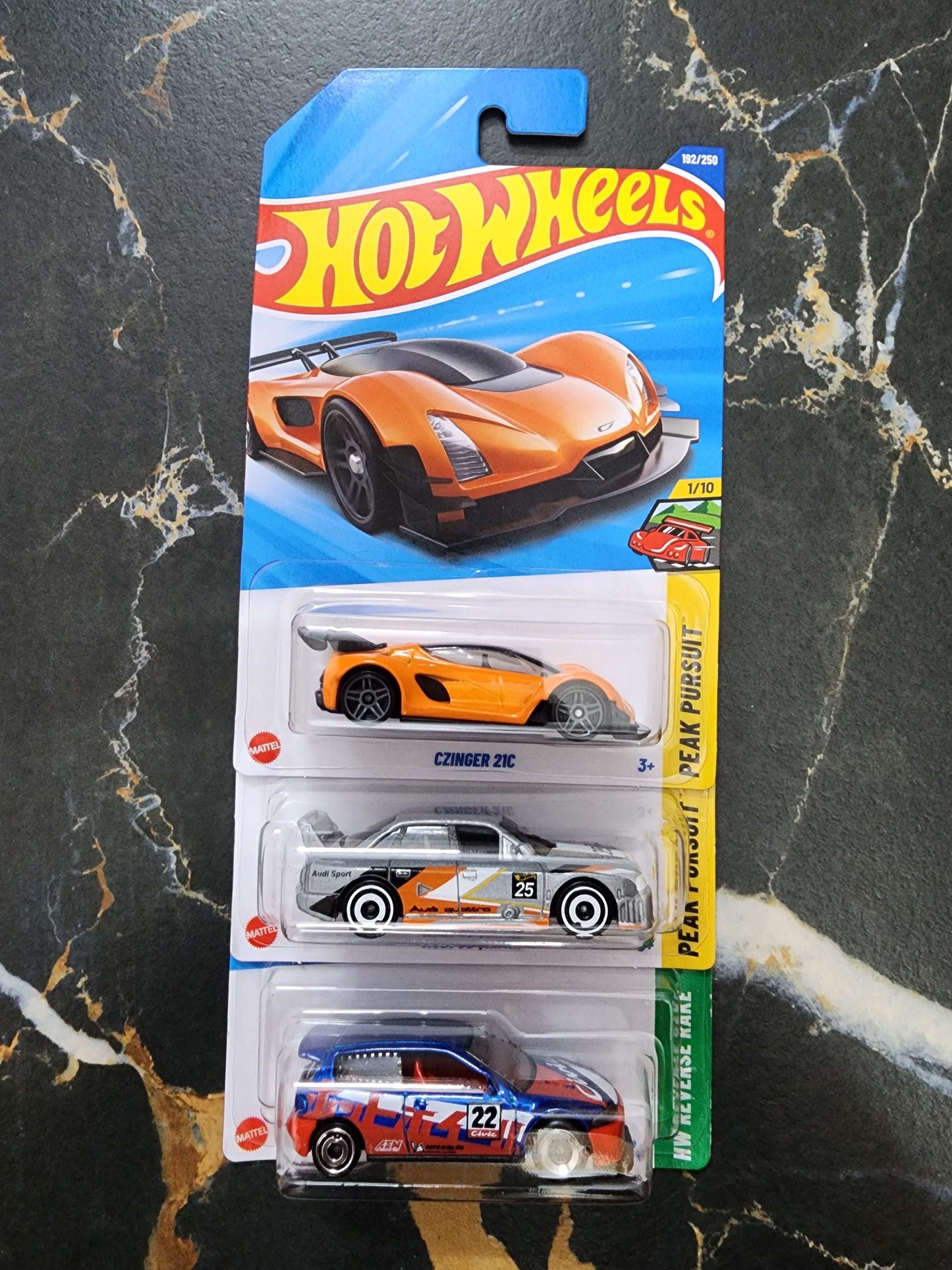Hot Wheels Global Performance Trio: CZINGER 21C, Audi 90 Quattro, & Honda Civic Custom (3-Car Set - 14)