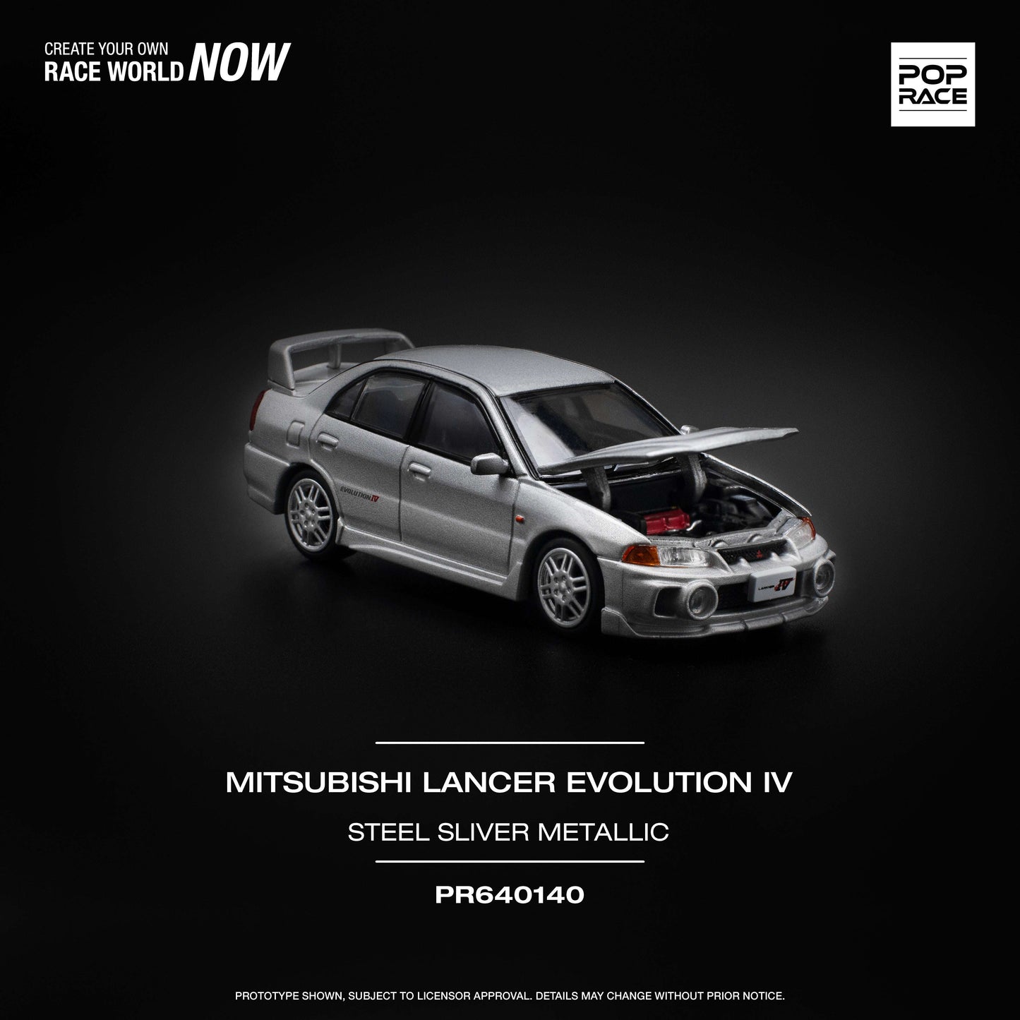POP RACE Mitsubishi Lancer Evolution IV Steel Silver Metallic