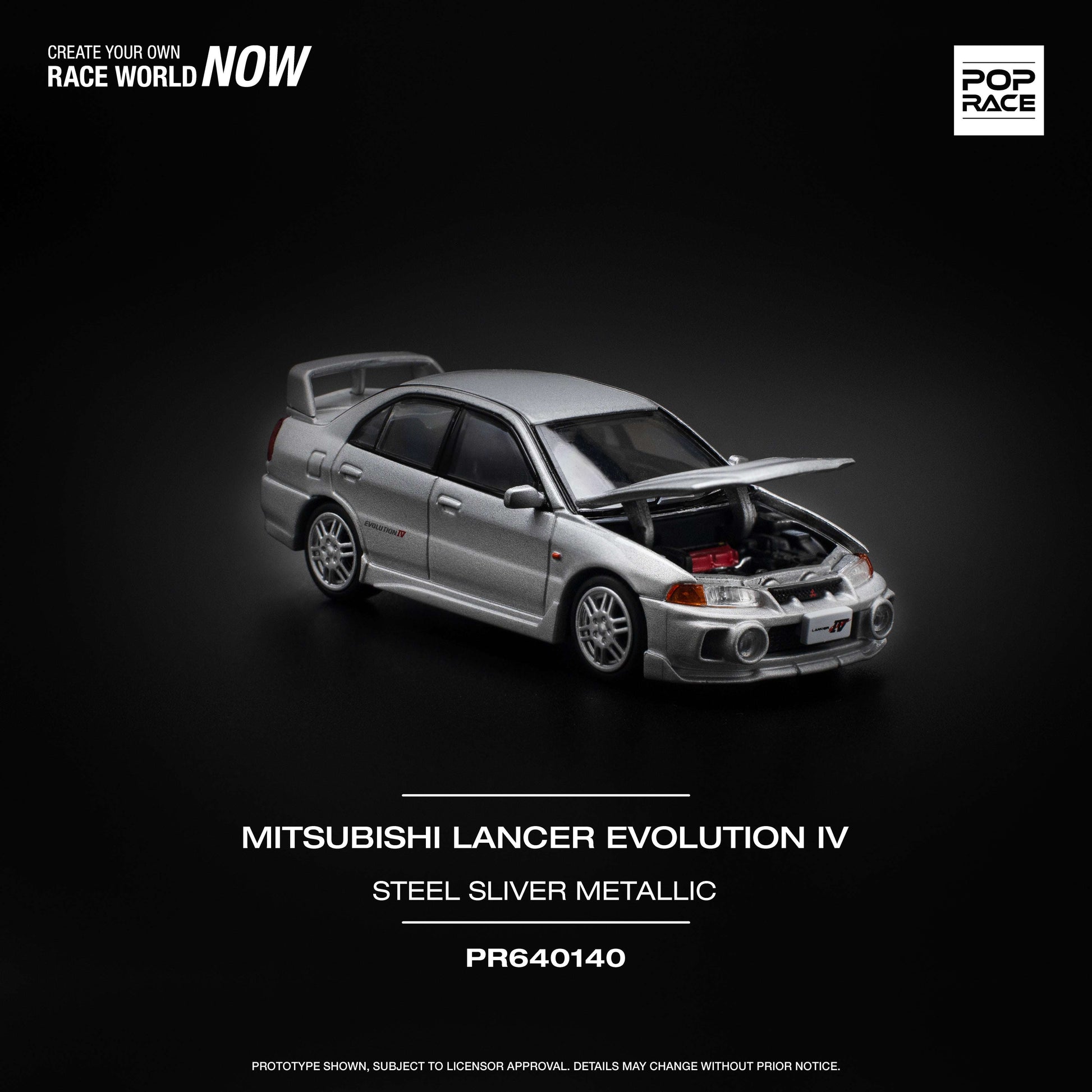 POP RACE Mitsubishi Lancer Evolution IV Steel Silver Metallic