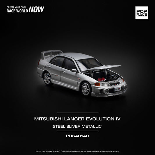 POP RACE Mitsubishi Lancer Evolution IV Steel Silver Metallic