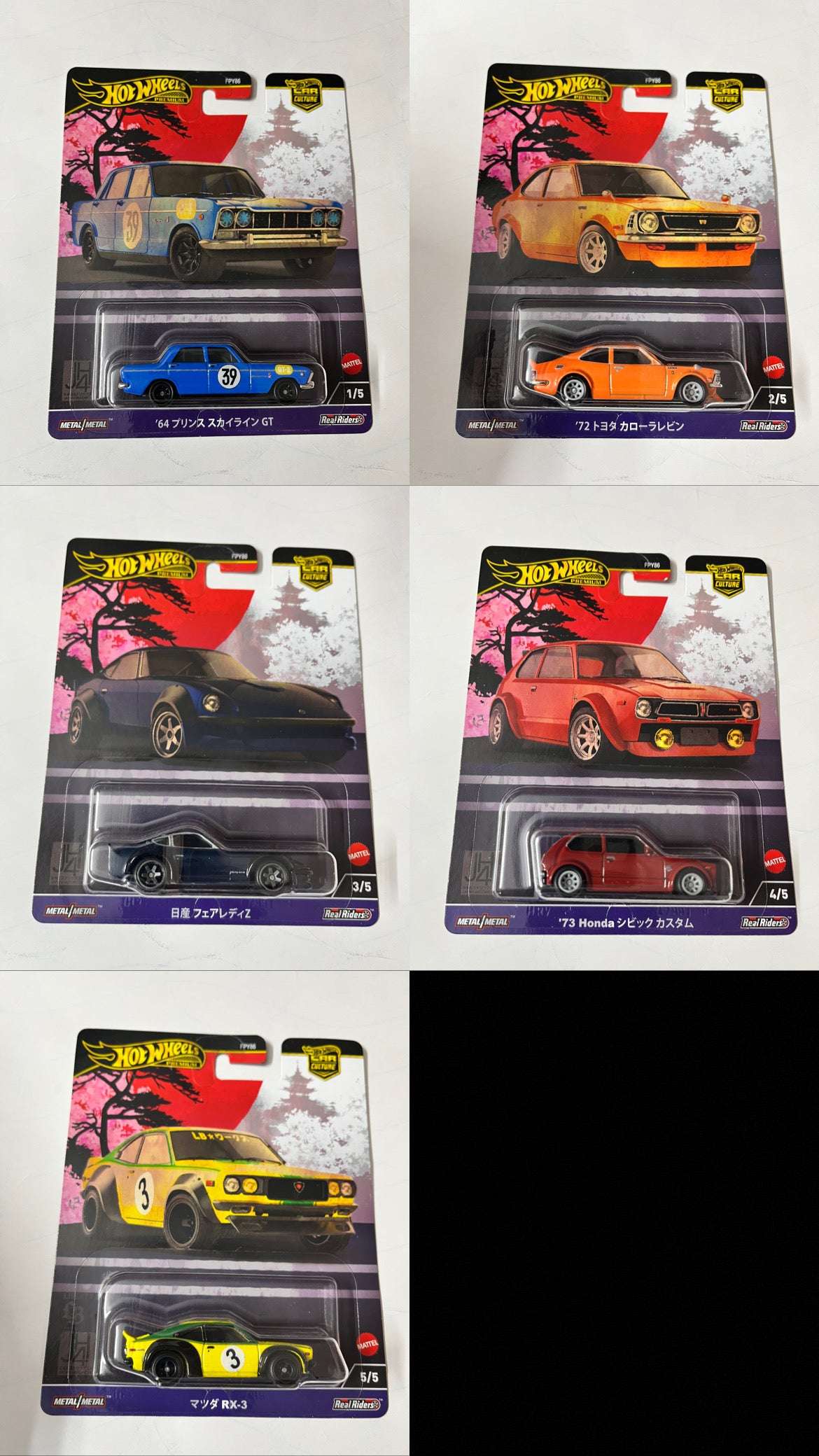 Imported Hot Wheels Car Culture Japan Historic's 4  Set of 5 Die-cast Car 1:64 Scale Collector Model