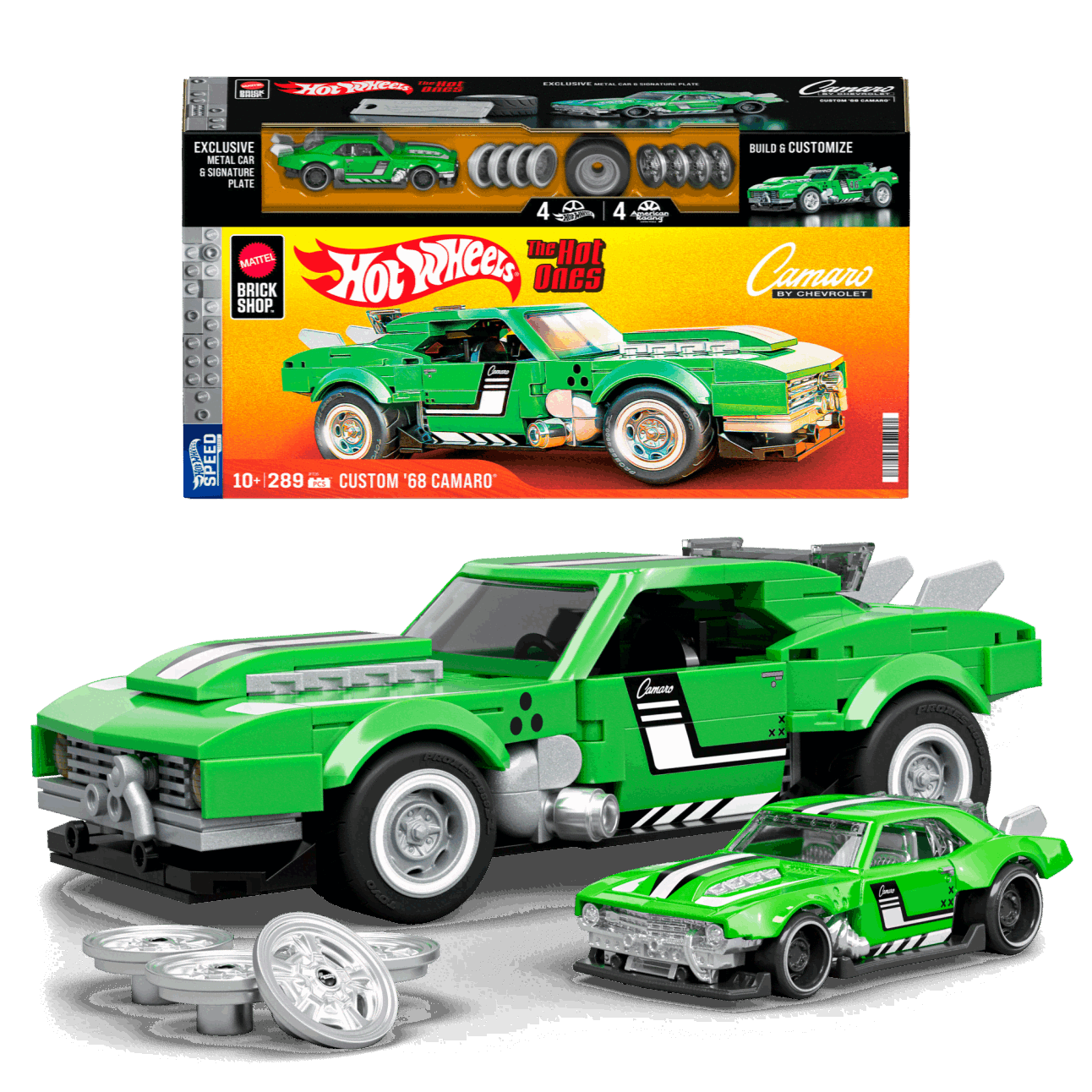 Mattel Brick Shop Hot Wheels Custom ’68 Camaro Building Toy Kit (289 Pieces)