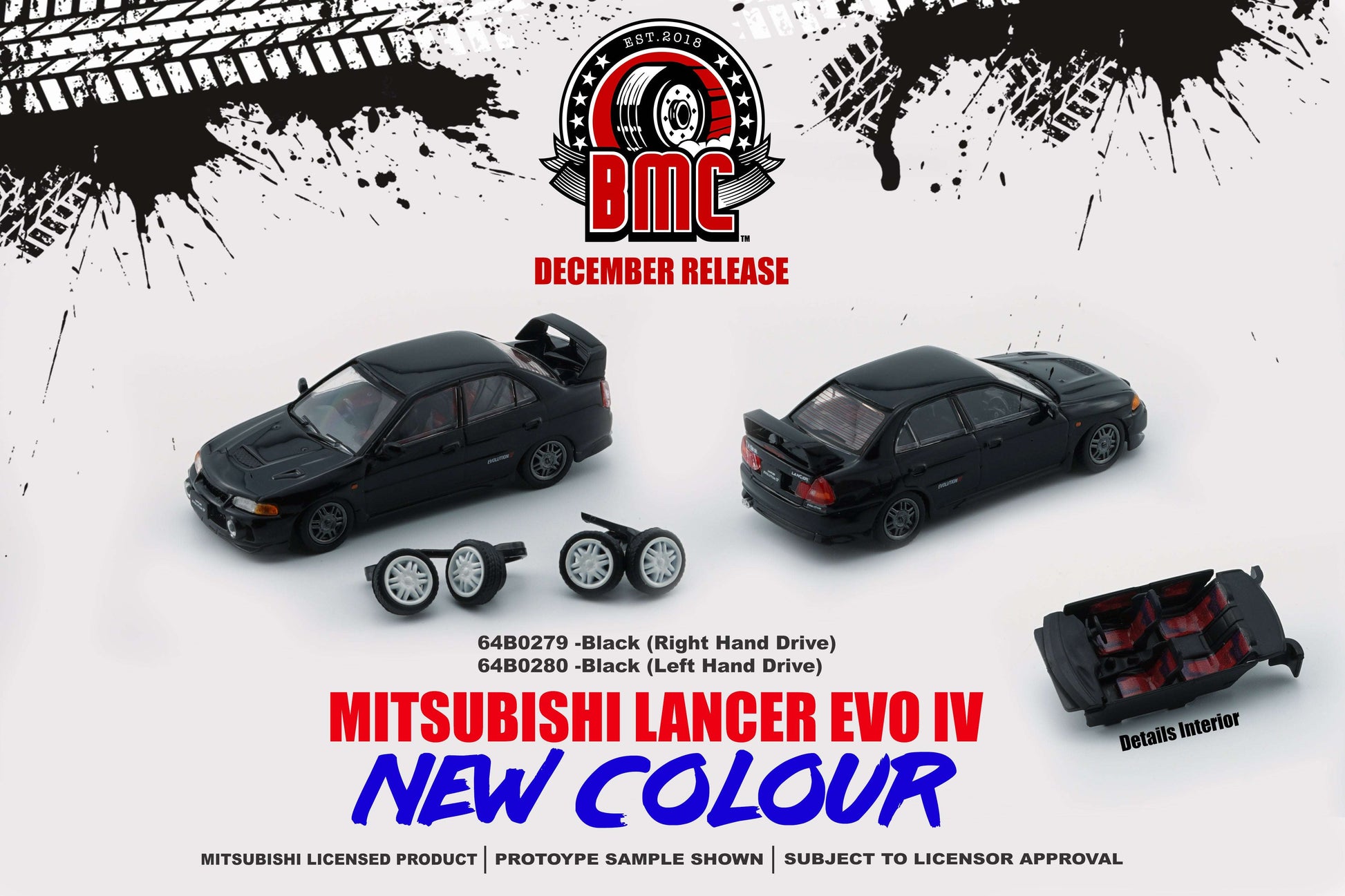 BMC 1:64: Mitsubishi Lancer EVO- BLK (LHD)- 64B0280