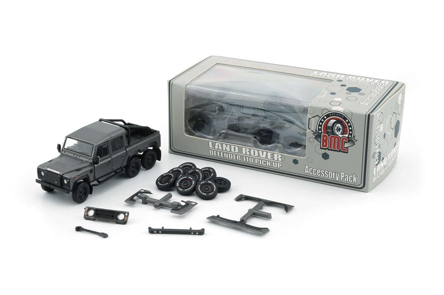 BMC 1:64: Land Rover 2016 Defender 110 PickUp -X  Acc Pack (Dark)- 64B0340