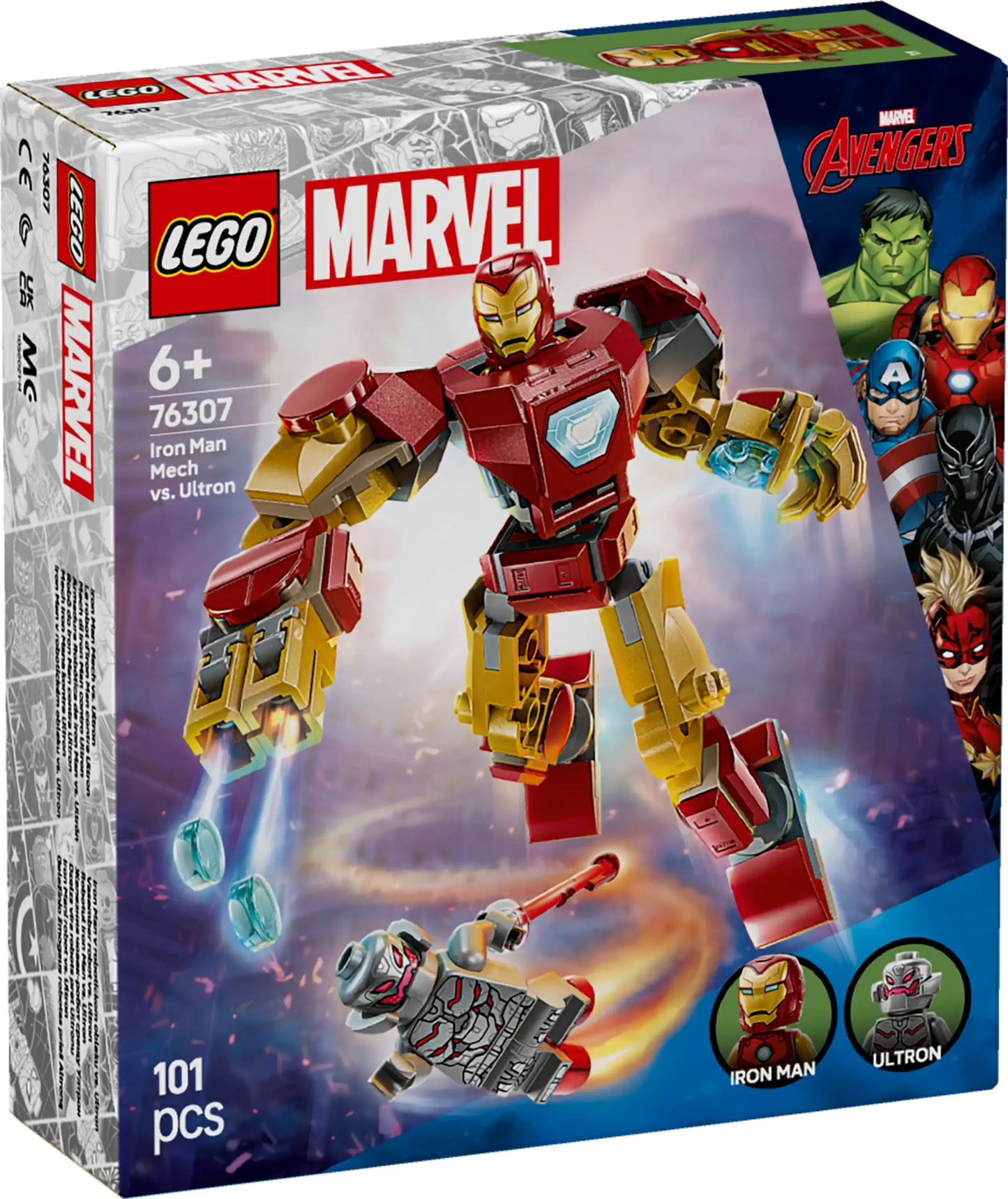 Lego Marvel Iron Man Mech vs. Ultron Buildable Super Hero Figure Playset 76307 Building Kit (101 Pieces)