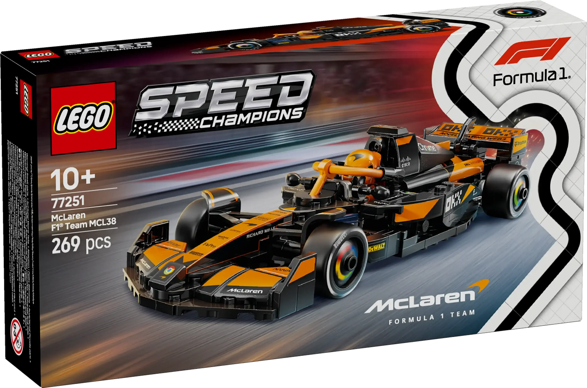 Lego Speed Champions McLaren F1® Team MCL38 Race Car Vehicle Set 77251 Building Kit (269 Pieces)