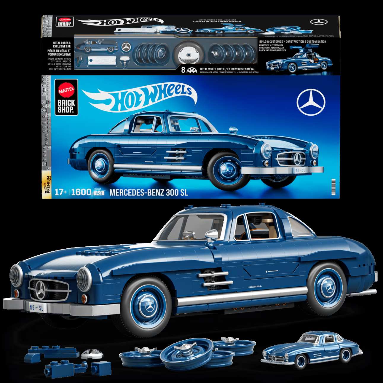 Mattel Brick Shop Hot Wheels Mercedes-Benz 300 Sl Building Toy Kit (1600 Pieces)