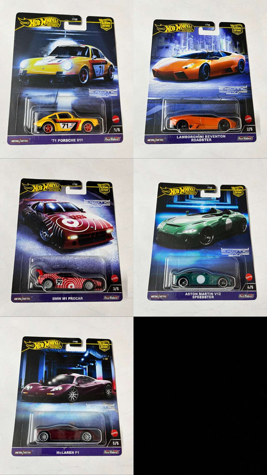 Imported Hot Wheels Car Culture Exotic Envy Set of 5 Die-cast Car 1:64 Scale Collector Model