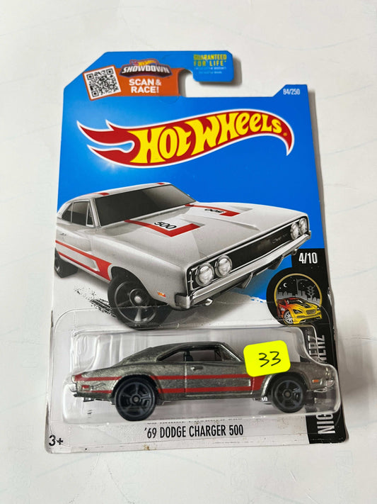 Imported Hot Wheels Mainline 69 Dodge Charger 500  Die-cast Car 1:64 Scale Collector Model