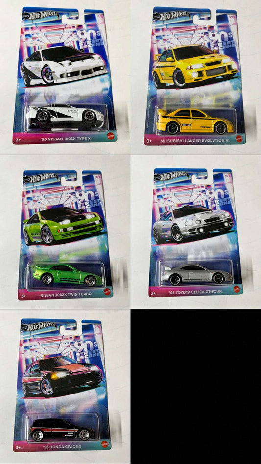 Imported Hot Wheels 90's Street Scene Set of 5 Die-cast Car 1:64 Scale Collector Model