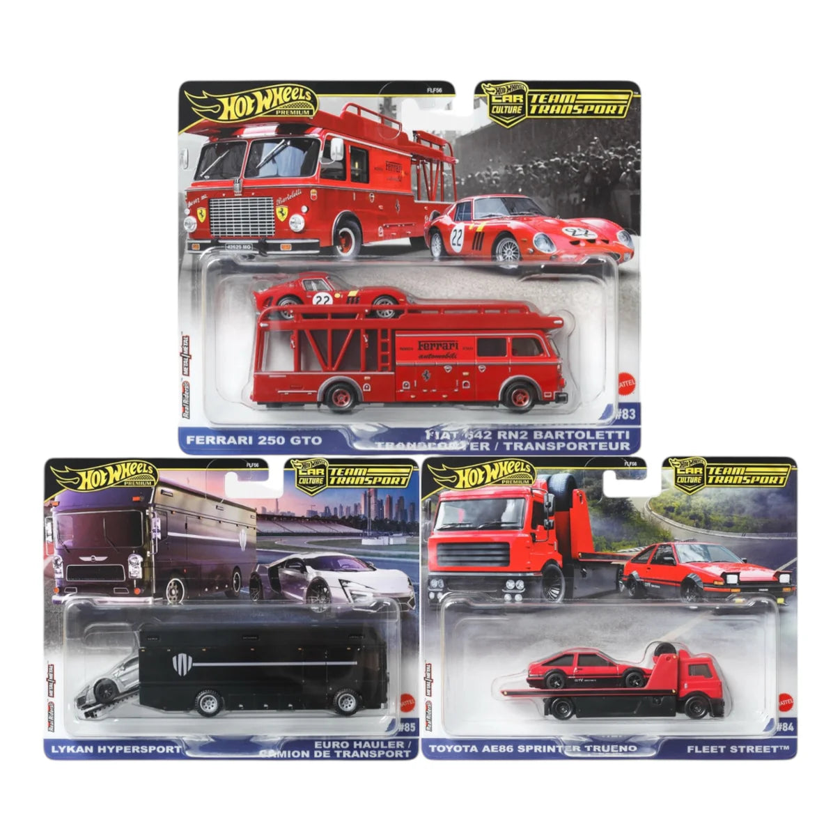 Hot Wheels Premium Team Transport | Full Set of 3 | Ferrari | Toyota AE86 | Lykan | Imported
