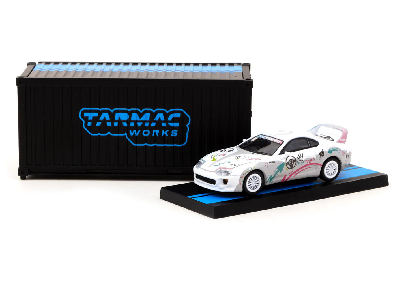 Tarmac Works:  Toyota Supra RZ Logitech G  AURORA with Container - (HOBBY64 T64-011-LGT22)