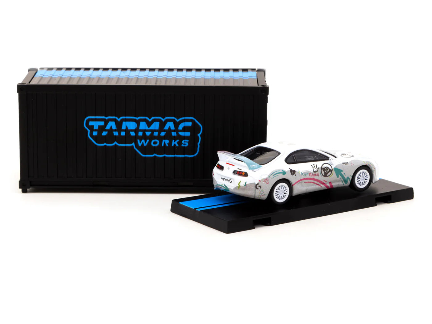 Tarmac Works:  Toyota Supra RZ Logitech G  AURORA with Container - (HOBBY64 T64-011-LGT22)