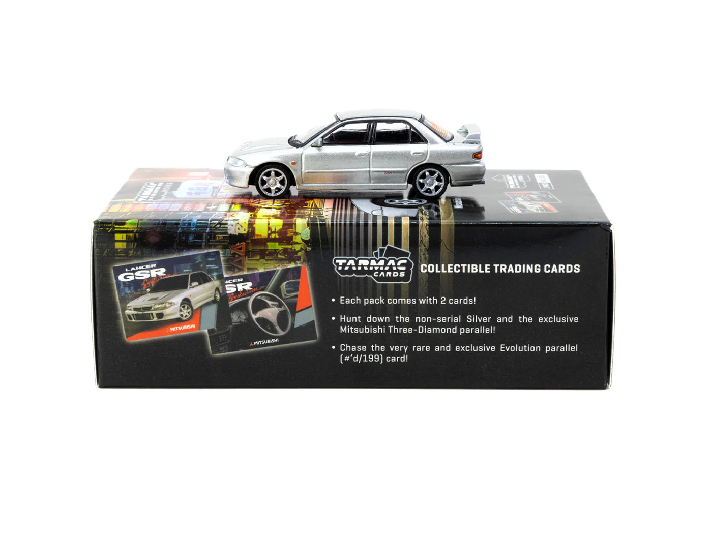 Tarmac Works : Mitsubishi Lancer GSR Evolution Silver Special Edition with Tarmac Cards (GLOBAL64 T64G-048-SL)