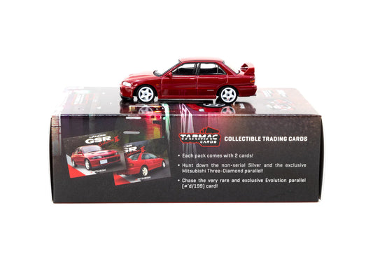 Tarmac Works  Mitsubishi Lancer GSR Evolution II  Red with Tarmac Cards  (GLOBAL64 T64G-049-RE)