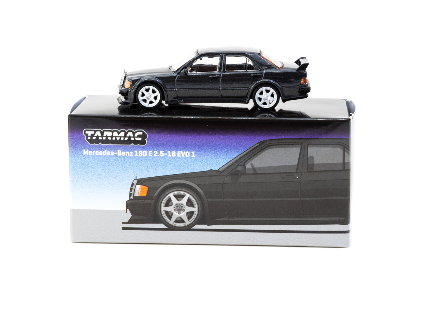 Tarmac Works: Mercedes-Benz 190 E 2.5-16 EVO 1 
Blue-Black Metallic( GLOBAL64 T64G-057-BK)