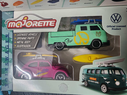 Majorette Volkswagen The Originals: Iconic Duo Set - Beetle & T1 Light Green!