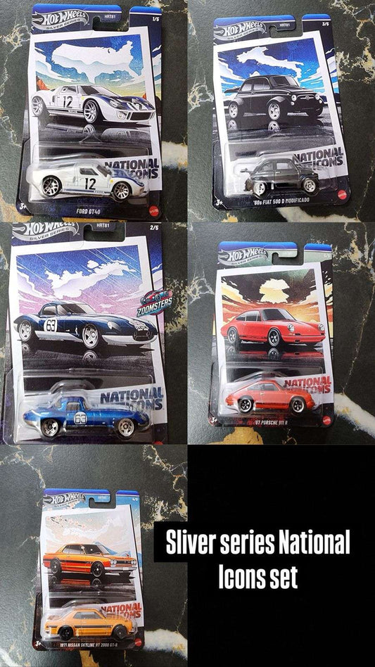 Hot Wheels 2025 National Icons Silver Series - Complete 5-Car Set (No Chase)!