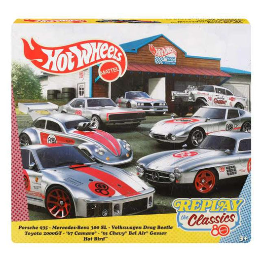 HOT WHEELS 2025 MATTEL 80th ANNIVERSARY REPLAY CLASSIC ZAMAC BOX SET - 7 PACK