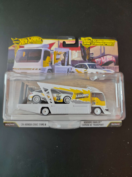 Hot Wheels Team Transport 2026 :24 Honda Civic Type R & Kousoku Hauler Camion De Transport