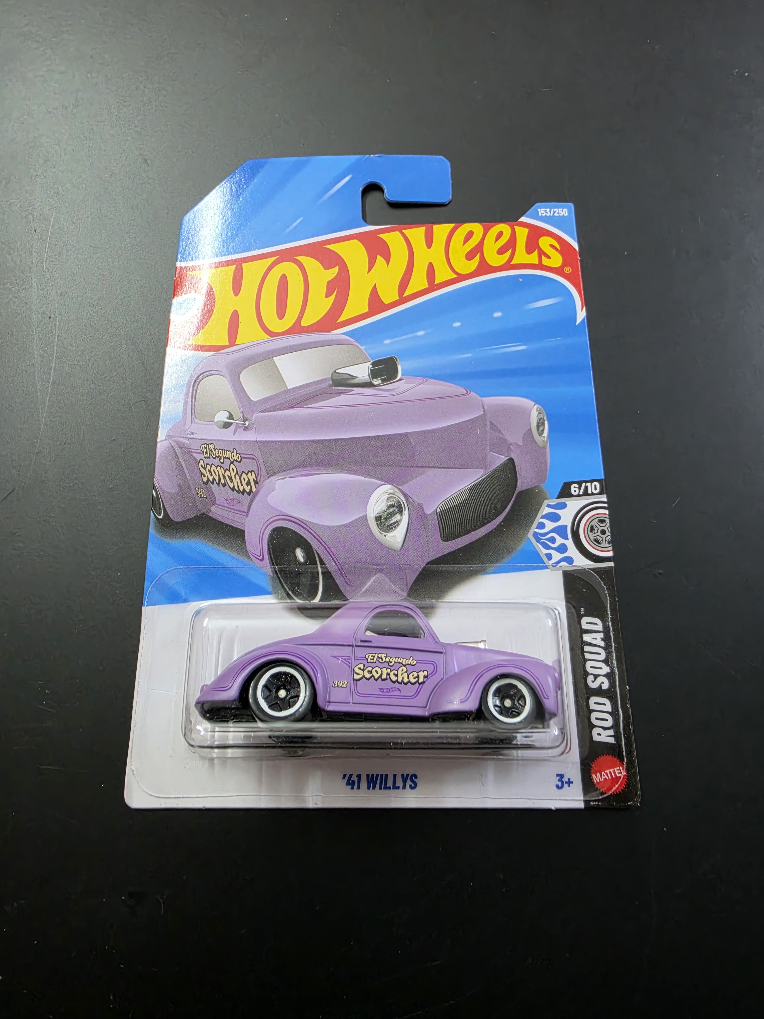 ホットウィール '41 ウィリス ウィリーズ　マットパープル　② Hot Wheels '41 Willys | Rod Squad 1:64 Diecast | 1 Station Hub