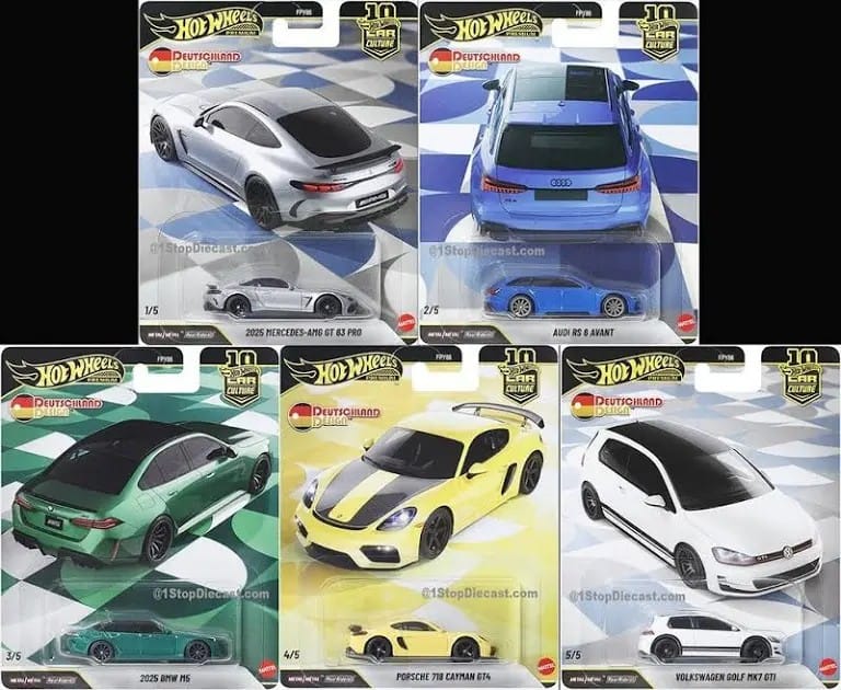 Hot Wheels Premium Car Culture – Complete 5-Car Set Deutsciiland Design