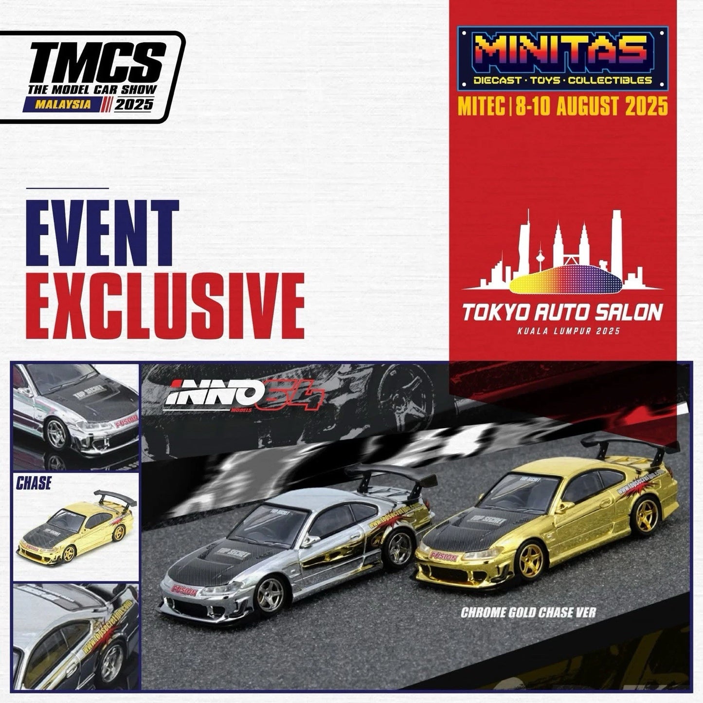 INNO64 Top Secret : Nissan Silvia S15 TASKL25 Chrome Gold ( Chase Car )