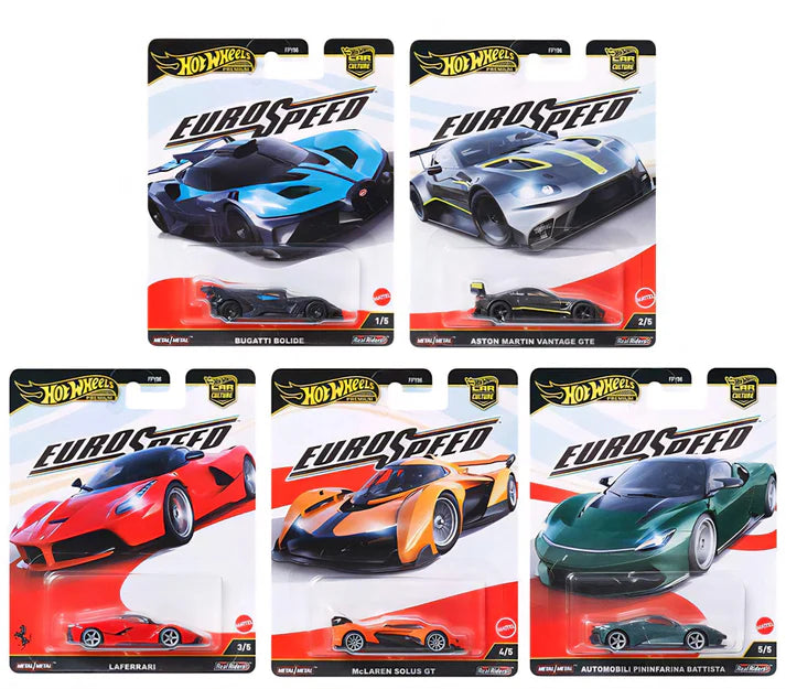 Hot Wheels Premium Car Culture  : Euro Speed Set of 5 ( With Free Card Protector )